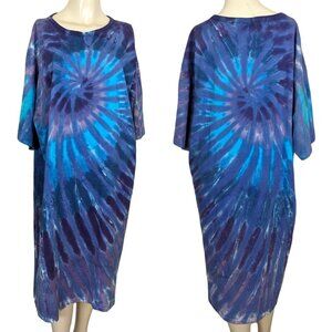 SUNDOG short sleeve purple blue Shell Vintage cotton T-Shirt Tunic dress‎ OSFA
